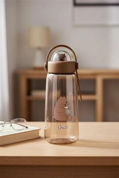 MINISO We Bare Bears Lisanslı Figürlü Plastik Şişe (600ml) - Boz Ayı