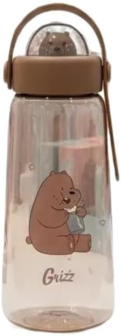 MINISO We Bare Bears Lisanslı Figürlü Plastik Şişe (600ml) - Boz Ayı