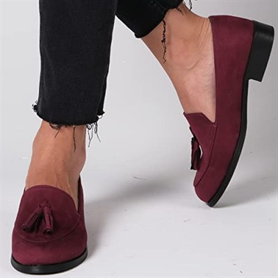 Mio Gusto Iris Bordo Süet Oxford Ayakkabı