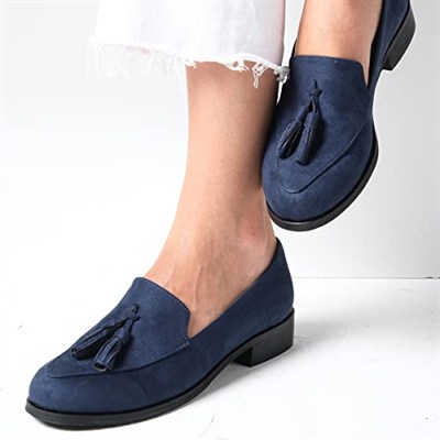 Mio Gusto Iris Lacivert Süet Oxford Ayakkabı