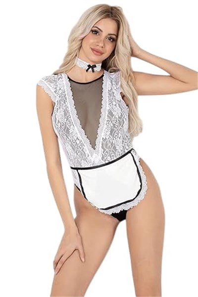 Miorre Fantezi Hizmetçi Kostümü BEYAZ L-XL