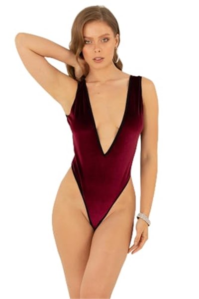 Miorre Fantezi Kadife Babydoll BORDO L-XL