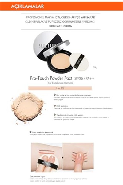 MISSHA Pürüzsüz Görünüm Sağlayan Kompakt Pudra Pro-Touch Powder Pact SPF25 No.23