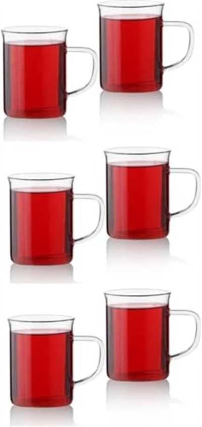 Mithra Life 6lı Ateşe Dayanıklı Termisil Cam Kupa Bardak 200 ml MIT1015