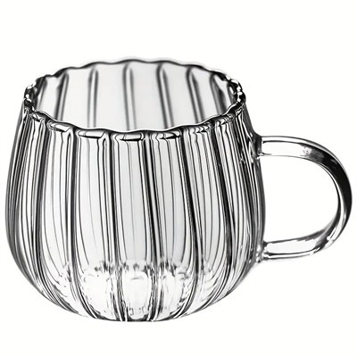 Mithra Life Ateşe Dayanıklı 400 ML Çizgili Borosilikat Cam Kupa Bardak MIT1099