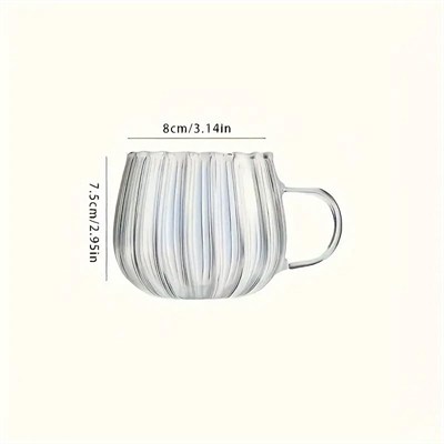 Mithra Life Ateşe Dayanıklı 400 ML Çizgili Borosilikat Cam Kupa Bardak MIT1099