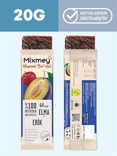 Mixmey Karma 2 Paket Meyve Bar 12 Adet | Glutensiz Ve Vegan Sağlıklı Atıştırmalıklar - 20gr X 12 Adet