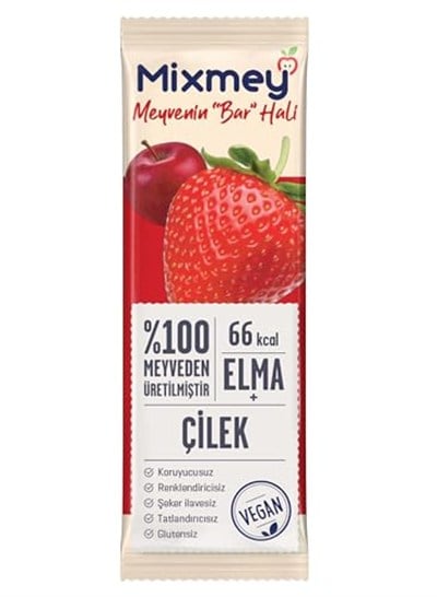 MİXMEY MEYVE BARI ÇİLEK 20 GR x 24 ADET - VEGAN VE GLUTENSİZ SAĞLIKLI ATIŞTIRMALIK
