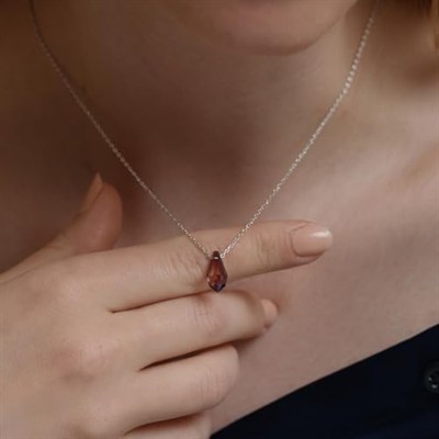MM Madam&Matmazel Kadın Modası Kristal Taşlı Kolye, 925 Ayar Gümüş, Renkli, Anne, Kadı Kız, Arkadaş, Hediye, Sertifikalı, Garantili