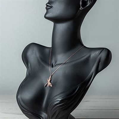 MM Madam&Matmazel Kadın Modası Madam Matmazel Yusufçuk Rose Kolye, Kübik Zirkon (CZ) 925 Ayar Gümüş, Dragonfly, Kız, Arkadaş, Anne, Hediye