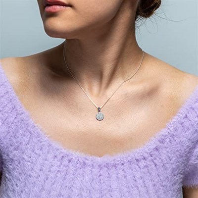 MM Madam&Matmazel Kadın Modası Madam Matmazel Elmas Model Zirkon Minimal Kolye, Rodyum Kaplama, 925 Ayar Gümüş, Hediyelik