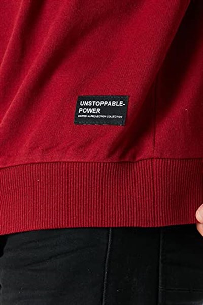 MMETALIC Erkek Bordo Basic Bisiklet Yaka Sweatshirt