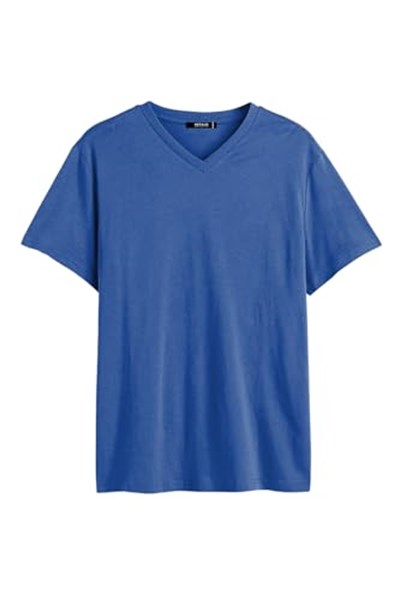 MMETALIC Erkek Pamuklu Kısa Kollu V Yaka T-shirt