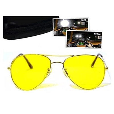 Mobgift Anti Far Damla Unisex Gece Görüş Gözlüğü - Sarı