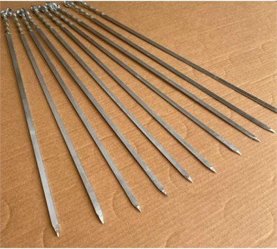 Mobilreyon - 10 Adet Domates Patlıcan Tavuk Kanat Şiş Mangal Için Galvanizli Yassı Şiş 8Mm