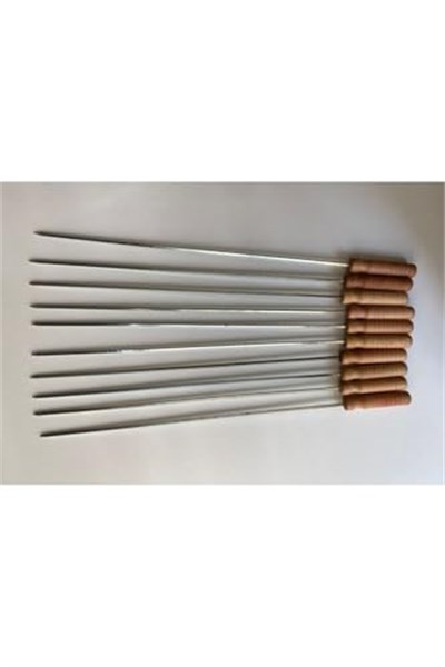 Mobilreyon - 5 Adet Ahşap Saplı Kare Şiş Boy:55Cm,Kalınlık:4Mm Tahta Saplı Kuşbaşı Ciğer Tavuk Şişi