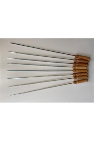 Mobilreyon - 5 Adet Ahşap Saplı Kare Şiş Boy:55Cm,Kalınlık:4Mm Tahta Saplı Kuşbaşı Ciğer Tavuk Şişi