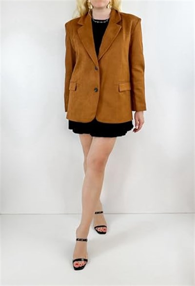 Modaonna Kahverengi süet blazer ceket