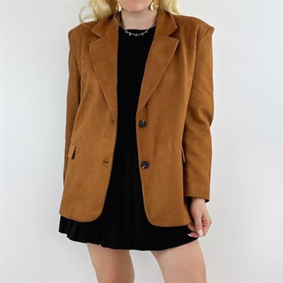 Modaonna Kahverengi süet blazer ceket