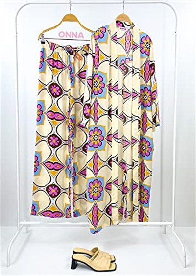 Modaonna Pamuklu Kimono Pantolon Takım