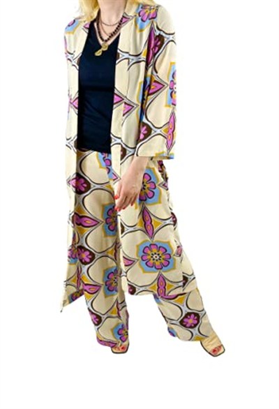 Modaonna Pamuklu Kimono Pantolon Takım