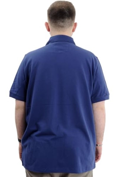 Mode XL Battal Beden Erkek Tshirt Polo Yaka Cepli Klasik Pike 20552 İndigo