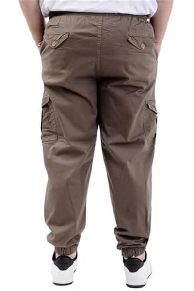 Mode XL Büyük Beden Erkek Keten Kargo Jogger Valencia 21911 Toprak