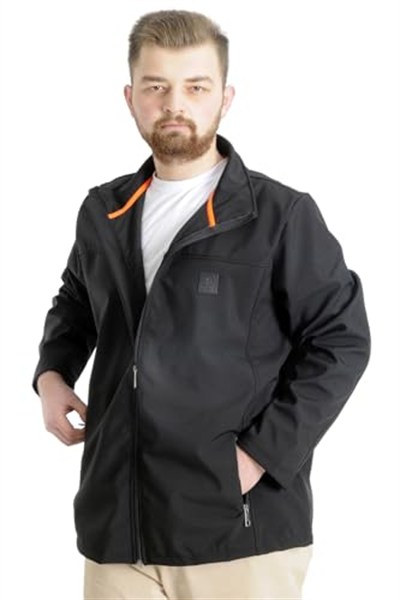 Mode XL Büyük Beden Erkek Mont Waterproof Softshell 21232 Siyah