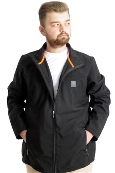 Mode XL Büyük Beden Erkek Mont Waterproof Softshell 21232 Siyah