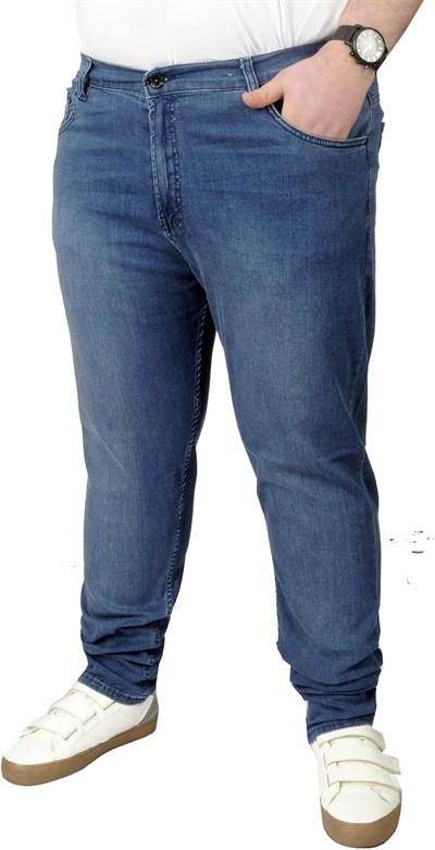 Mode XL Büyük Beden Erkek Pantolon Kot 21920 Mavi
