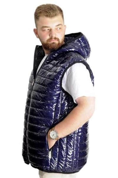 Mode XL Büyük Beden Erkek Yelek Kopşonlu Kapitone 23707 İndigo