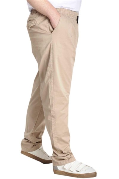 Mode XL Büyük Beden Pantolon Keten Jogger Milano 21913 Bej