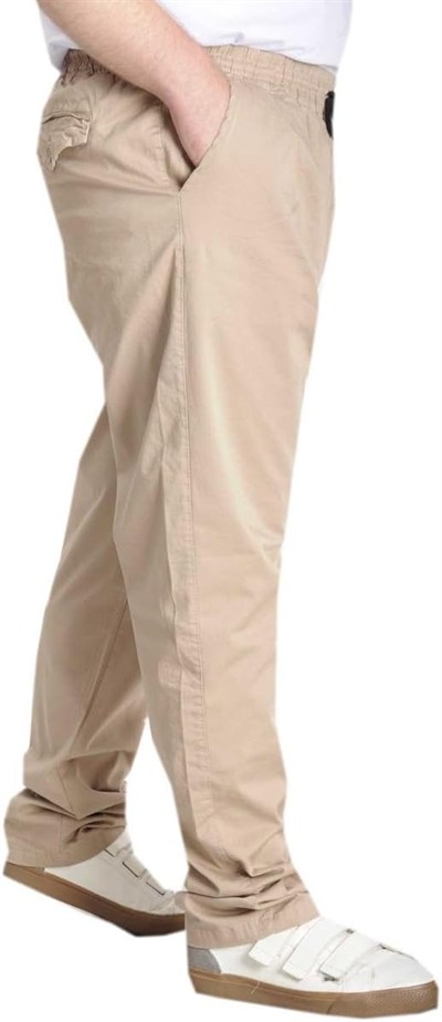 Mode XL Büyük Beden Pantolon Keten Jogger Milano 21913 Bej