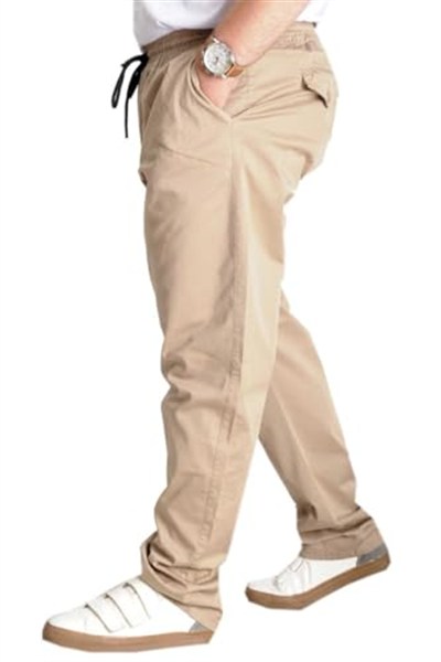 Mode XL Büyük Beden Pantolon Keten Jogger Milano 21913 Bej