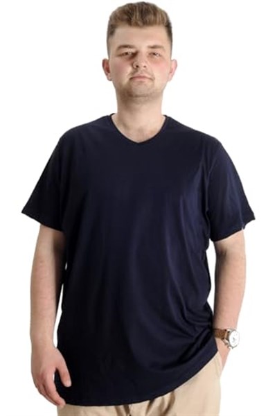 Mode XL Büyük Beden Tshirt V Yaka 20032
