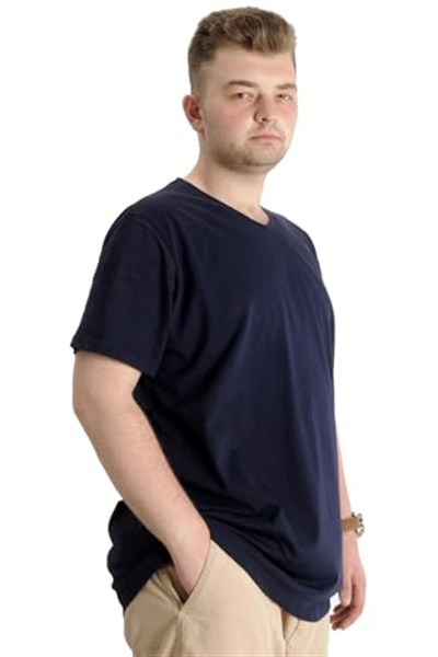 Mode XL Büyük Beden Tshirt V Yaka 20032