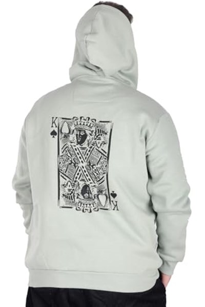 Mode XL Erkek Sweat Kapşonlu Fermuarlı 22539 Su Yeşili