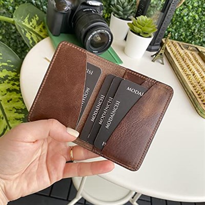 Modica® Sovana - Hakiki Deri Unisex Naturel Ince Kartlık, 4 Adet Kart Bölmeli Natural Cüzdan