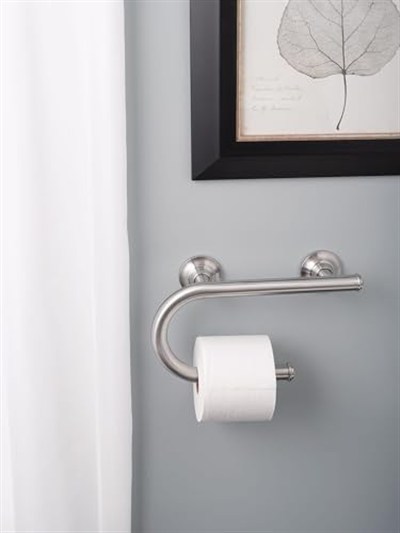 Moen LR2352DBN Evde Bakım Entegre Tuvalet Kağıdı Tutacağı, Fırçalanmış Nikel ile 8 İnç Tutunma Çubuğu
