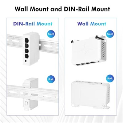 MokerLink 4 Port PoE Uzatıcı, IEEE 802.3 af/at PoE Tekrarlayıcı, 100 Mbit/s, 1 PoE Girişi, 3 PoE Çıkış, Duvar ve DIN Ray Montajı için POE Geçiş Anahtarı