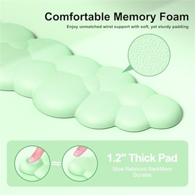 MOKURU Bilek Dayanımlı Bulut Mouse Pad, Bulut Klavye Bilek Dayanağı, Bilgisayar Klavyesi için Bilek Dayanağı, Bulut Mouse Pad Bilek Desteği, Ergonomik Bulut Klavye Fare Bilek Desteği (Yeşil1)