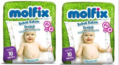 Molfix Bebek Bakım Örtüsü, Alt Açma Bezi, 2 Adet, 60x60 cm