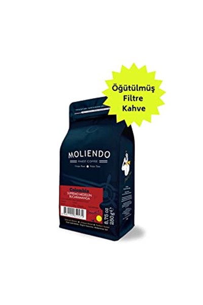 Moliendo Finest Coffee Colombia Supremo Decaf (Kafeinsiz) Yöresel Kahve (Öğütülmüş Filtre Kahve) 250 g