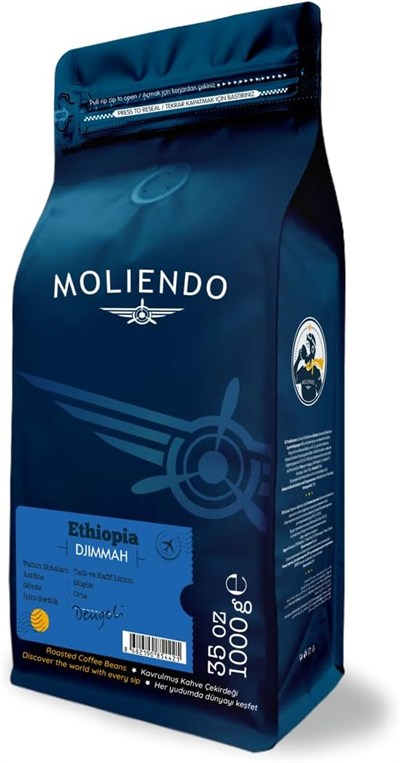 Moliendo Finest Coffee Ethiopia Djimmah Yöresel Kahve (Çekirdek Kahve) 1000 g