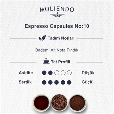 Moliendo Finest Coffee Kapsül No:10 Nespresso Uyumlu Alüminyum Kapsül 10 Adet