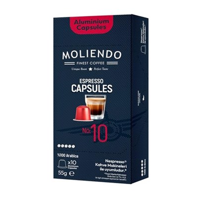 Moliendo Finest Coffee Kapsül No:10 Nespresso Uyumlu Alüminyum Kapsül 10 Adet