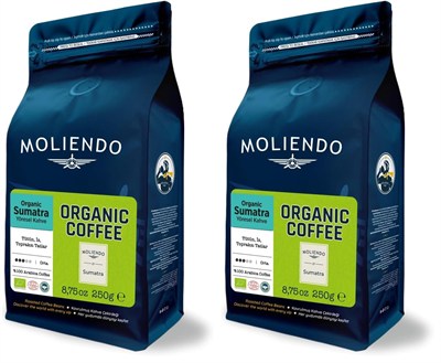 Moliendo Finest Coffee Organic Indonesia Sumatra Yöresel Kahve (Çekirdek) 250 g (2 paketi)