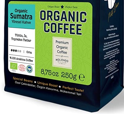 Moliendo Finest Coffee Organic Indonesia Sumatra Yöresel Kahve (Çekirdek) 250 g (2 paketi)