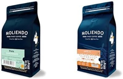 Moliendo Finest Coffee Peru Chanchamayo Yöresel Kahve (Çekirdek Kahve) 250 g ve Amalfi Espresso Blend Kahve (Çekirdek) 250 g