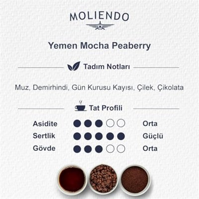 Moliendo Finest Coffee Yemen Mocha Yöresel Kahve (Çekirdek) 250 g